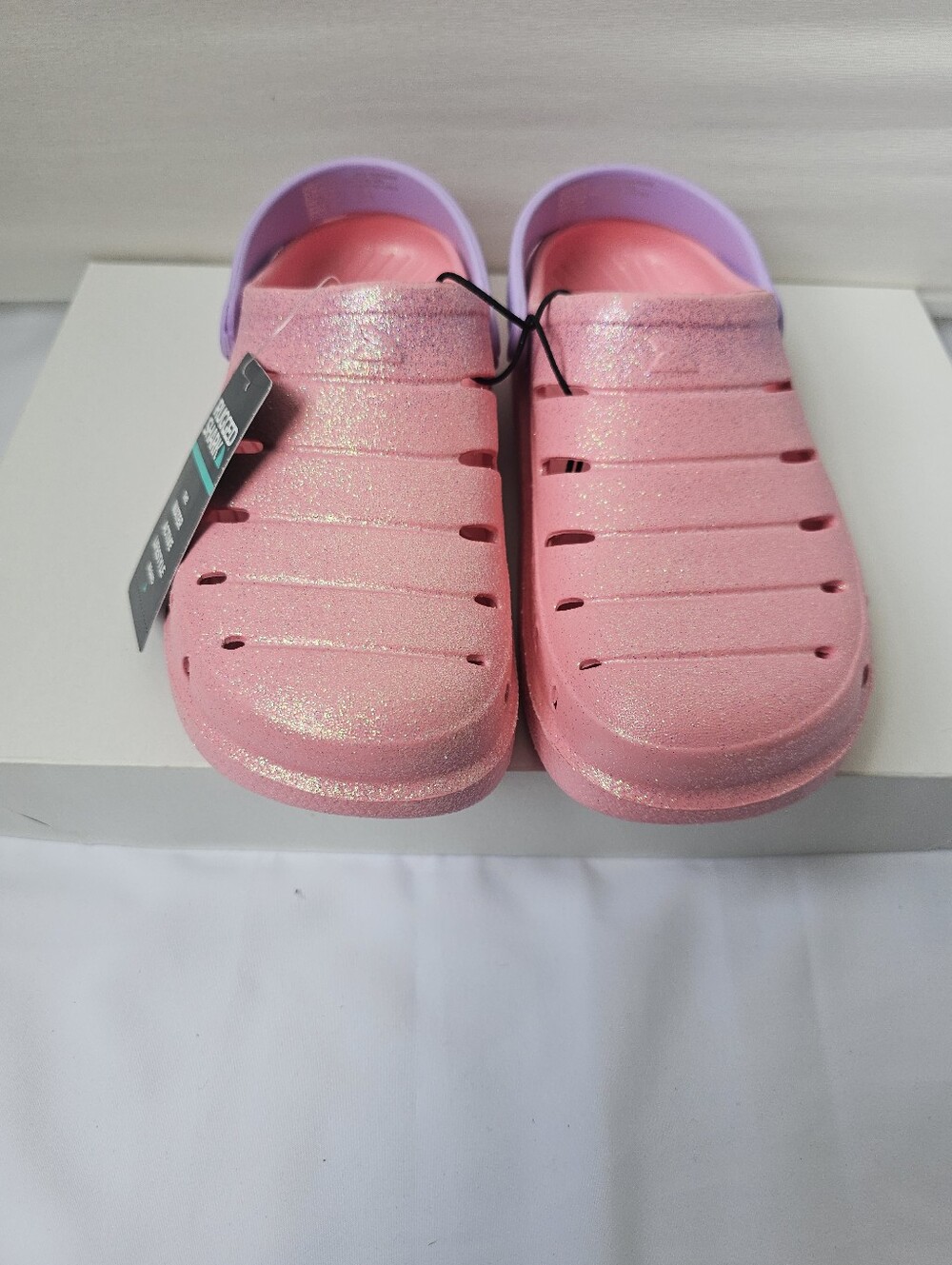 Rugged Shark Glitter Clogs - Big Girls Size 4 (NWT)